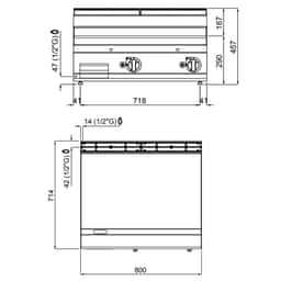 Gas Bratplatte - 13,8 kW - Glatt