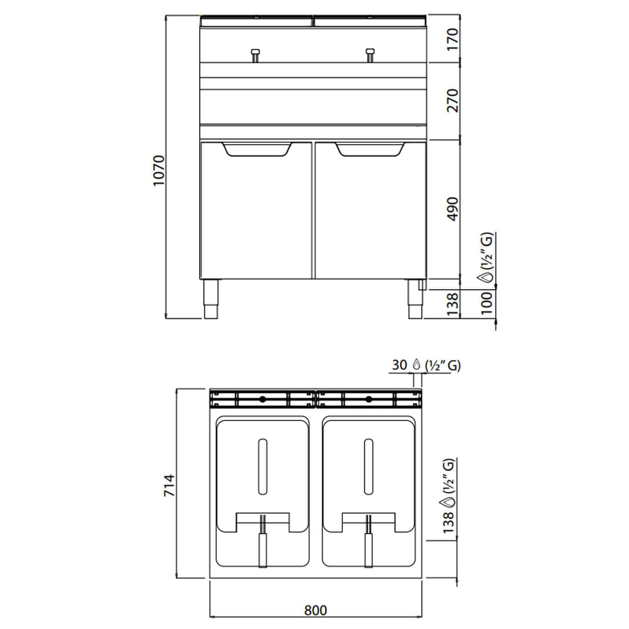 Plynová fritéza 15+15L (25,4 kW)