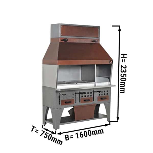 Wand-Holzkohlegrill - 1,6 m