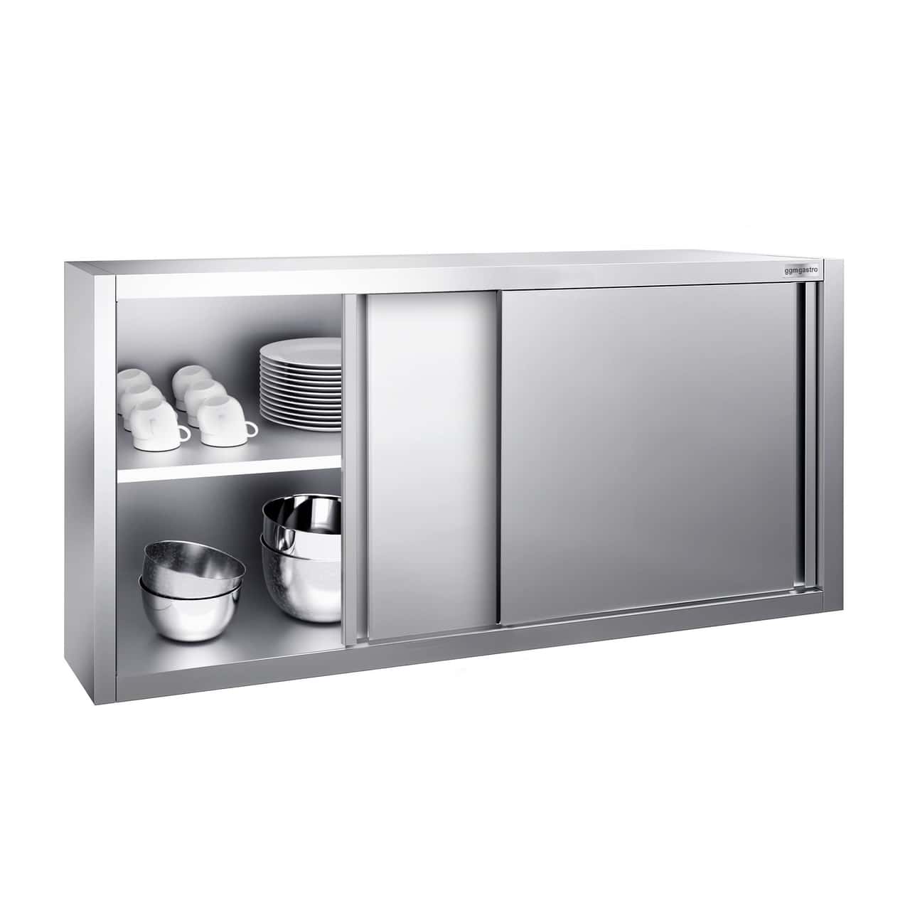 Edelstahl Wandhängeschrank PREMIUM - 1400x400mm - mit Schiebetür - 650mm hoch