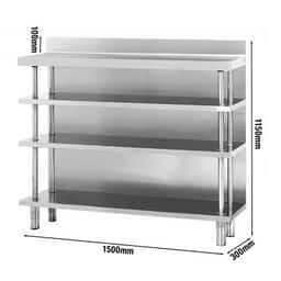 Edelstahl Bar-Arbeitstisch mit 4 Ablagen 1500x300