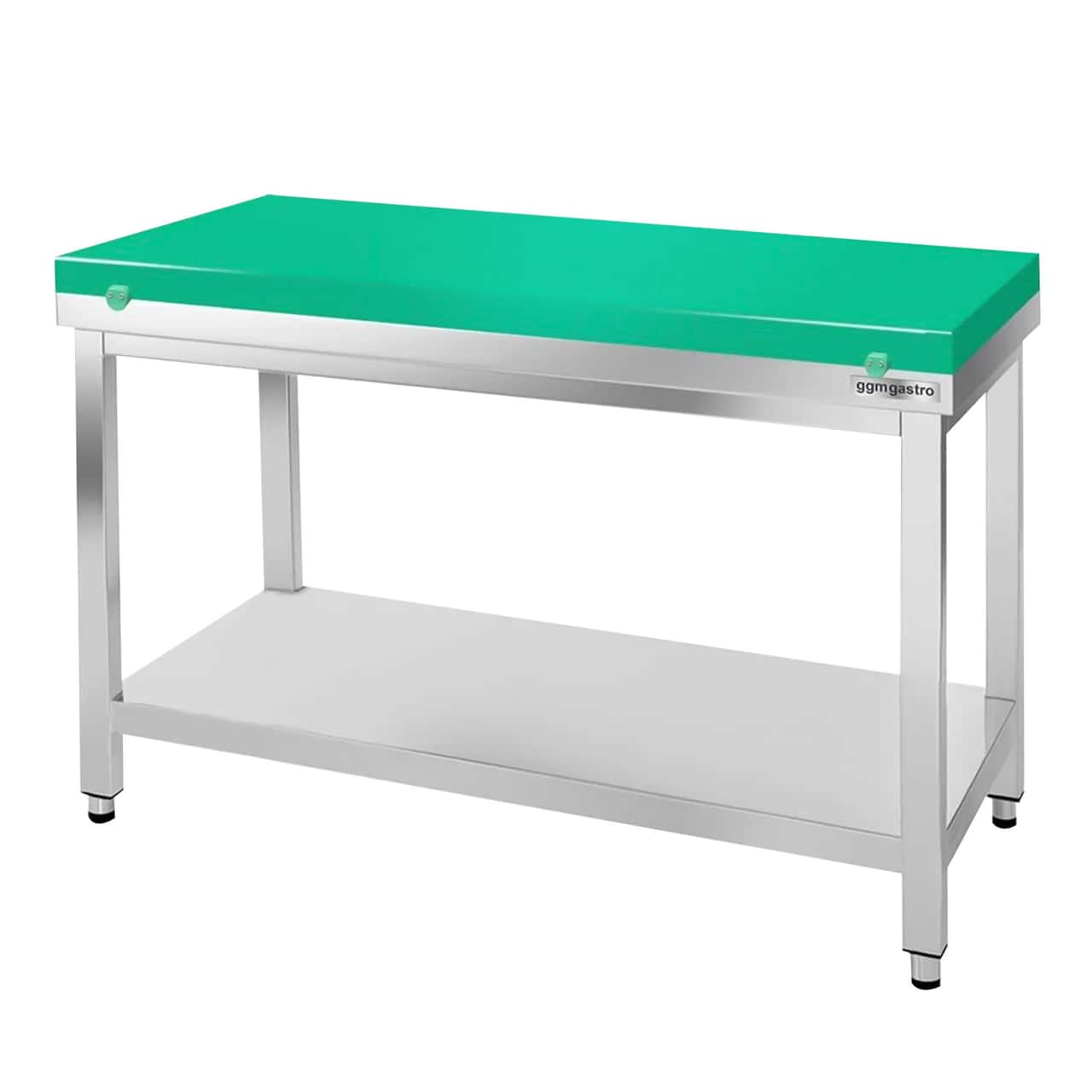 Worktable PREMIUM stainless steel - 1200x800mm - with undershelf without backsplash incl. cutting plate