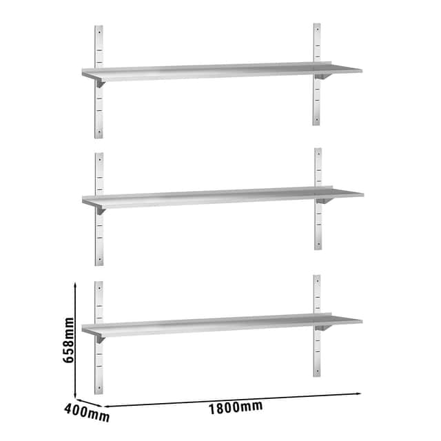 Wandborde PREMIUM - 1800x400mm - mit 3 Etagen