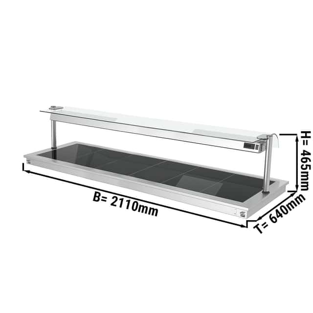 Einbau Warmhalteplatte - 2,1m - 6x GN 1/1 - mit Glas-Hustenschutz