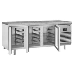 Bäckereikühltisch Premium PLUS - 2185x800mm - 3 Glastüren & Granitarbeitsplatte