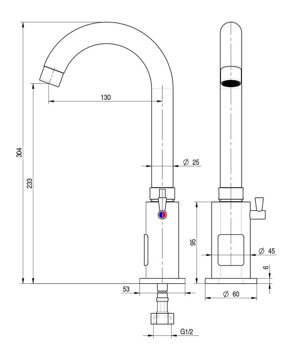 Premium Einloch Mischbatterie - mit Infrarot-Sensor & hohem, schwenkbarem Auslauf - 130 mm