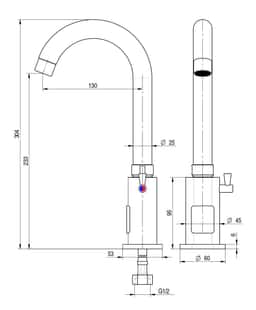 Premium Einloch Mischbatterie - mit Infrarot-Sensor & hohem, schwenkbarem Auslauf - 130 mm