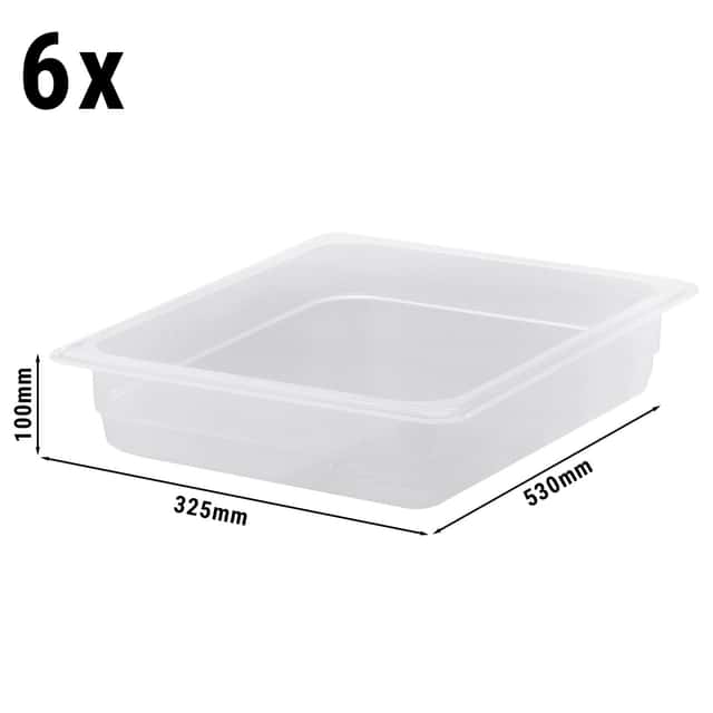 (6 Stück) CAMBRO | CAMWEAR® -  Polypropylen GN-Behälter 1/2 - milchig - Tiefe 65 mm