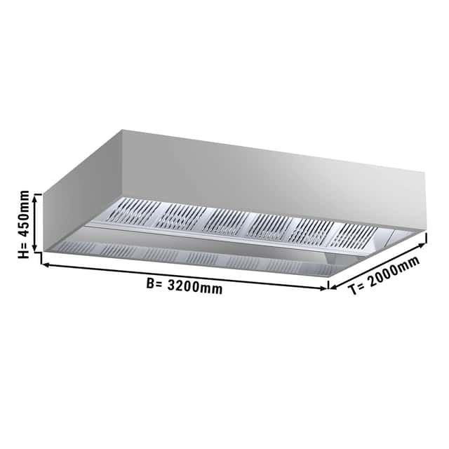 Induktions-Deckenhaube - 3,2m - mit Filter & LED Lampe