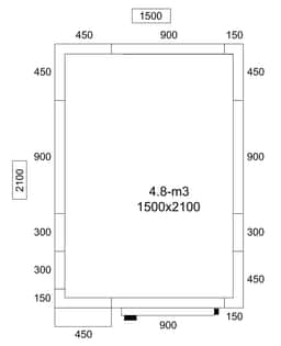 Kühlzelle - 1500x2100mm - 4,8m³ - inkl. Kühlaggregat