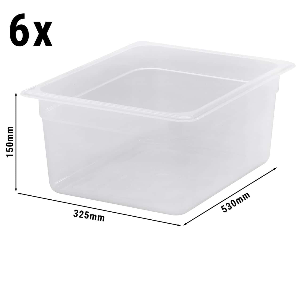 (6 kusů) CAMBRO | Camwear® polypropylenové GN nádoby 1/2 - mléčné - hloubka 150 mm