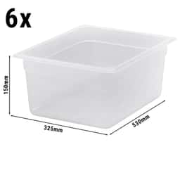 (6 kusů) CAMBRO | Camwear® polypropylenové GN nádoby 1/2 - mléčné - hloubka 150 mm