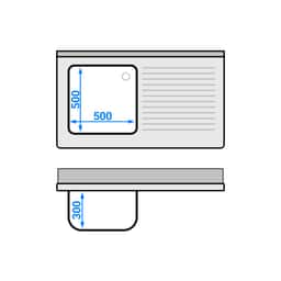 Spültisch ECO - 1200x700mm - mit Grundboden & 1 Becken links