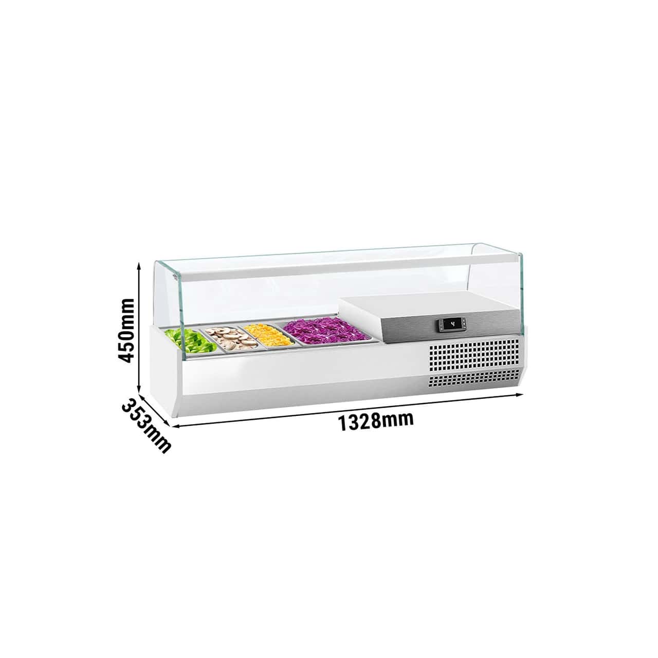 Kühlaufsatzvitrine Premium PLUS - 1328x353mm - 5x GN 1/4