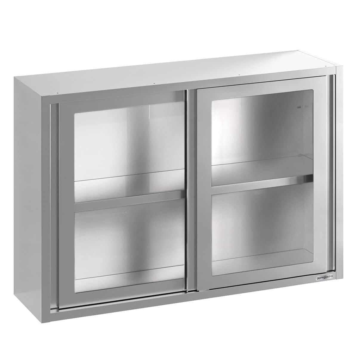 Edelstahl Wandhängeschrank - 1800x400mm - mit Glasschiebetür - 1000mm hoch