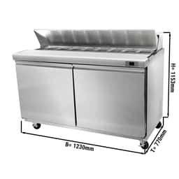 Saladette American Style PREMIUM - 1230mm - 396 Liter - 2 Türen - inkl. 12x GN 1/6 Behälter