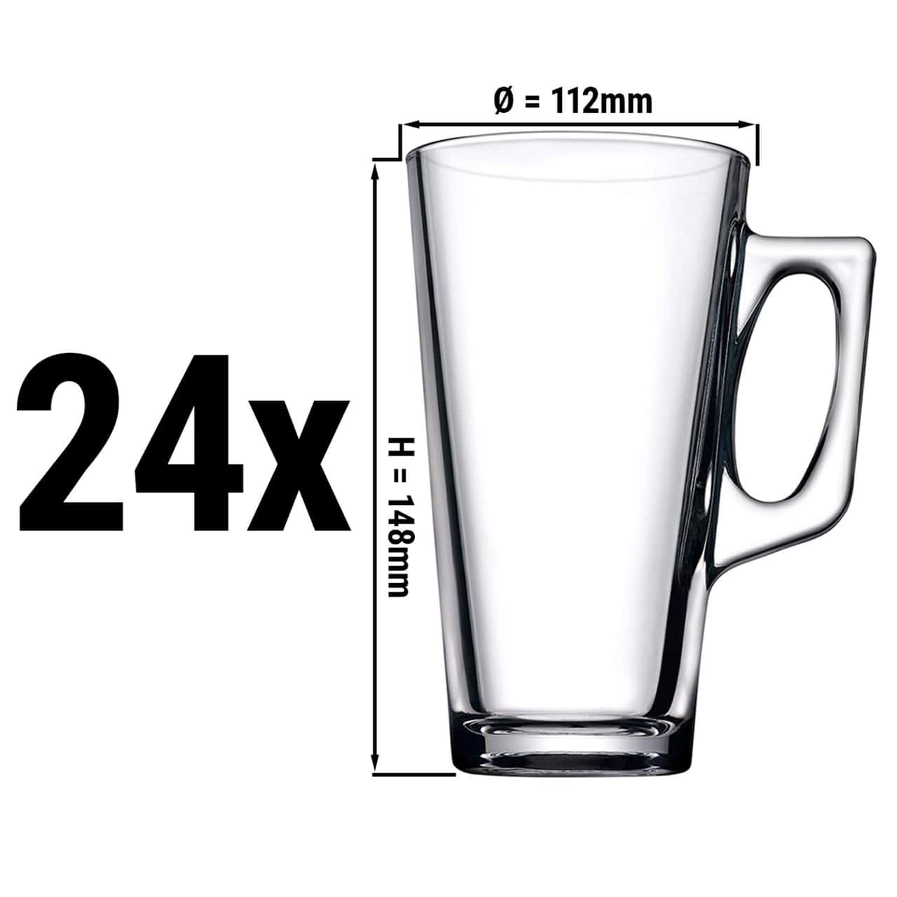 (24 Stück) Becher aus Glas - AQUA - 385 ml