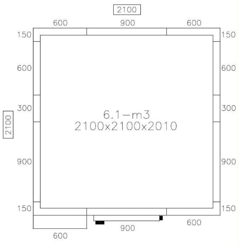 Tiefkühlzelle - 2100x2100mm - 6,1m³ - inkl. Lamellen