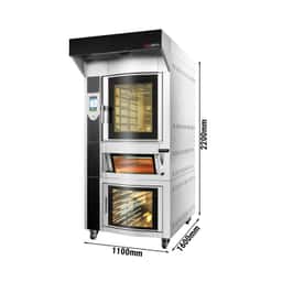 Rotierender Elektro Bäckerei-Heißluftofen - 6x EN 60x40 - Touch - inkl. Pizzaofen , Haube & Gärschrank 