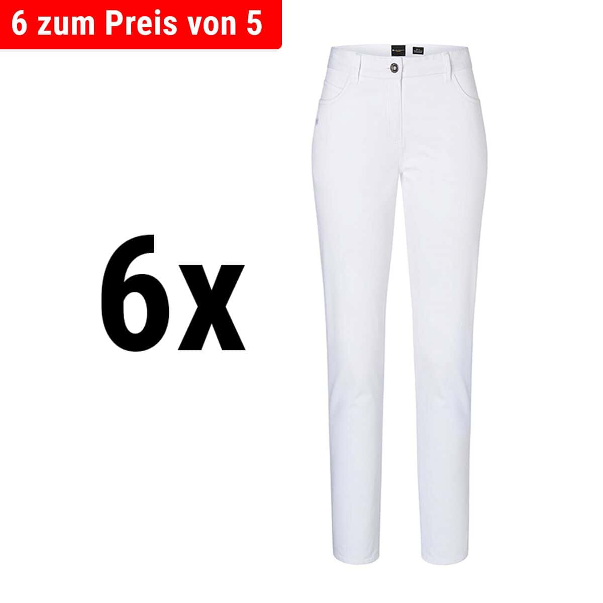 (6 Stück) KARLOWSKY | Damen 5-Pocket-Hose - Weiß - Größe: 40