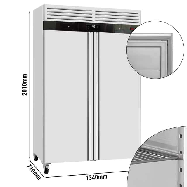 Kühlschrank Edelstahl ECO - 1200 Liter - mit 2 Edelstahltüren - Innenseite der Tür aus Kunststoff