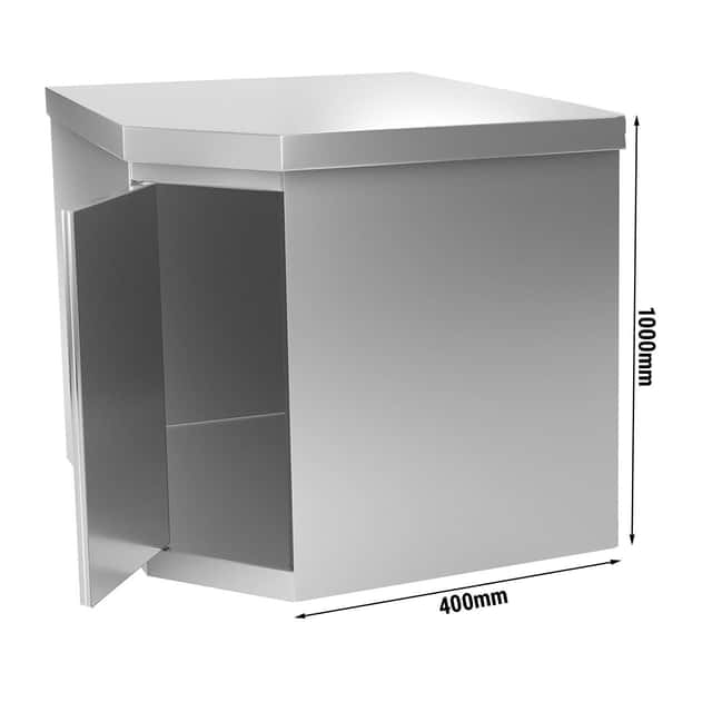 Edelstahl Eck-Wandhängeschrank - 700x400mm - mit Flügeltür - Höhe: 1000mm