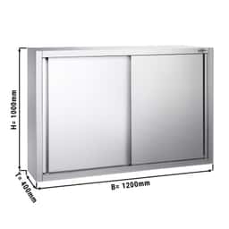 Edelstahl Wandhängeschrank PREMIUM - 1200x400mm - mit Schiebetür - 1000mm hoch