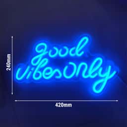 LED Leuchtschild - Good Vibes Only - Blau - 420x240mm