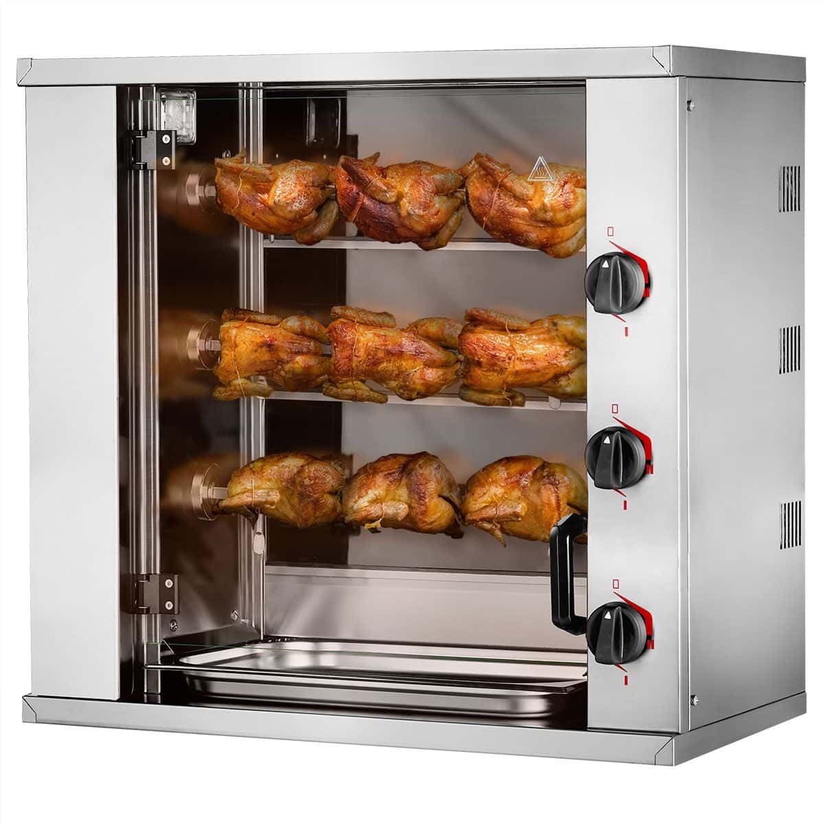 Elektro Mini-Hähnchengrill - 6,6kW - mit 3 Spießen für bis zu 9 Hähnchen