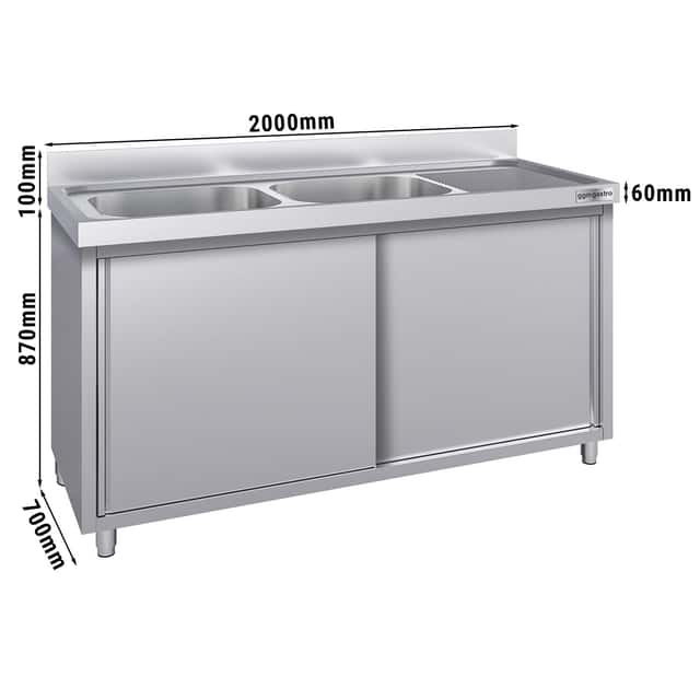 Spülschrank ECO - 2000x700mm - mit 2 Becken links