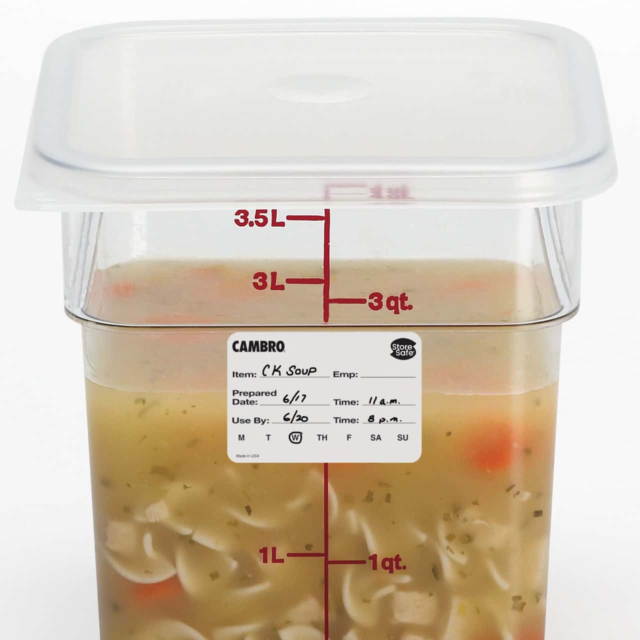 (6 Stück) CAMBRO | StoreSafe® Rotationsetiketten - 250 Etiketten pro Rolle