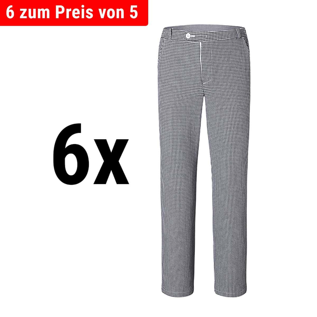 (6 Stück) KARLOWSKY | Pepitahose Basic - Schwarz - Größe: XXL