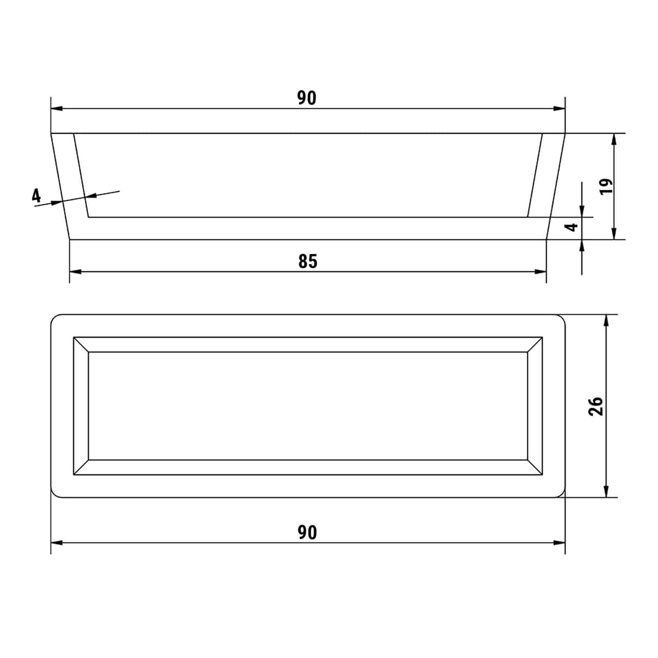 Platten für Tartlet Maschine TMNP - Tartlet-Form: Rechteck -9 0x26mm