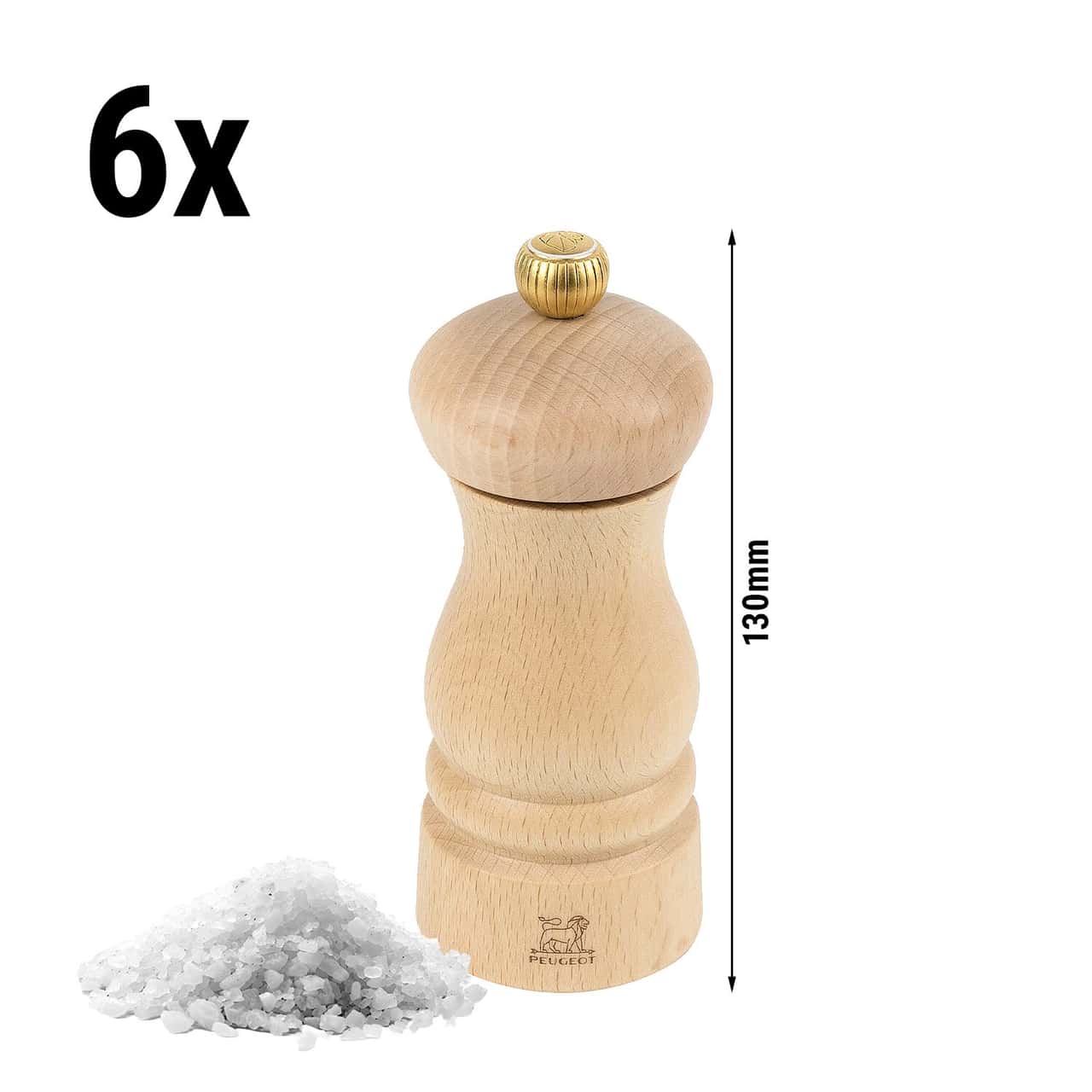 (6 Stück) PEUGEOT | CLERMONT - Salzmühle - Holz Natur - 130mm