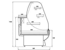 Kuchentheke - 1300mm - mit Beleuchtung, 3 Ablagen & Tortenauszüge