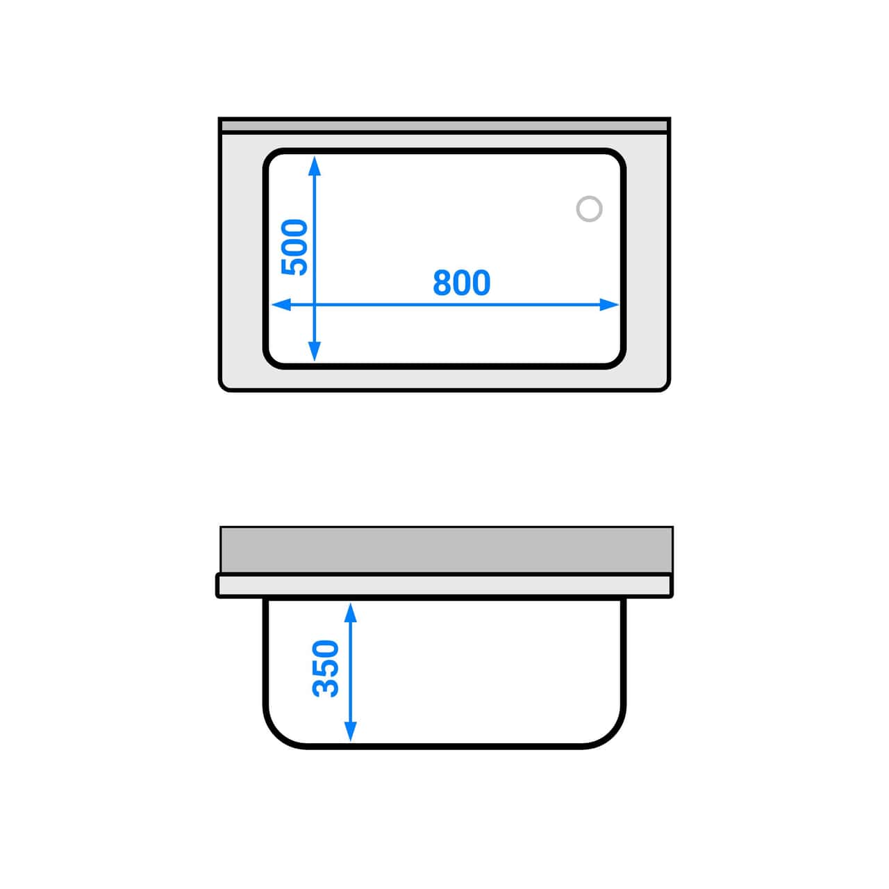 Topfspültisch - 1000x600mm - mit Grundboden & 1 Becken