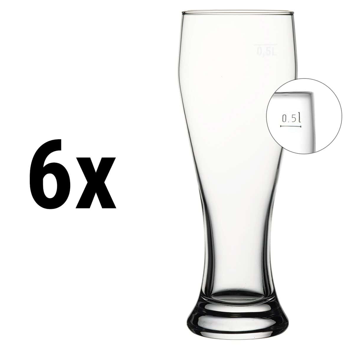 (6 Stück) Weizenbierglas - BEER SPECIALS - 665 ml - geeicht bei 500 ml