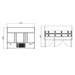 Saladette Premium PLUS - 1460mm - 3 Türen - für 9x GN 1/3 & 6x 1/6 GN - Glasaufsatz