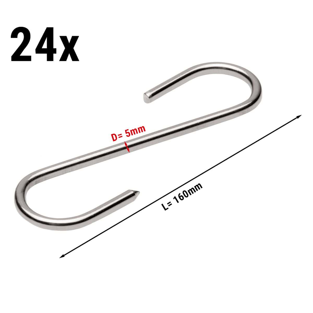 (24 pieces) Meat hook for meat maturation cabinet - length 16 cm