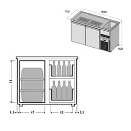 Biertheke Premium PLUS - 1550x700mm - 2 Türen