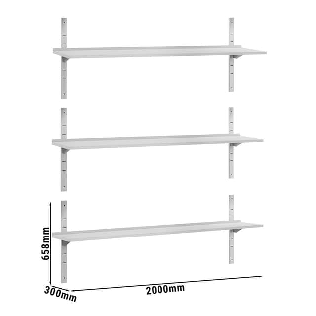 Wandborde ECO - 2000x300mm - mit 3 Etagen