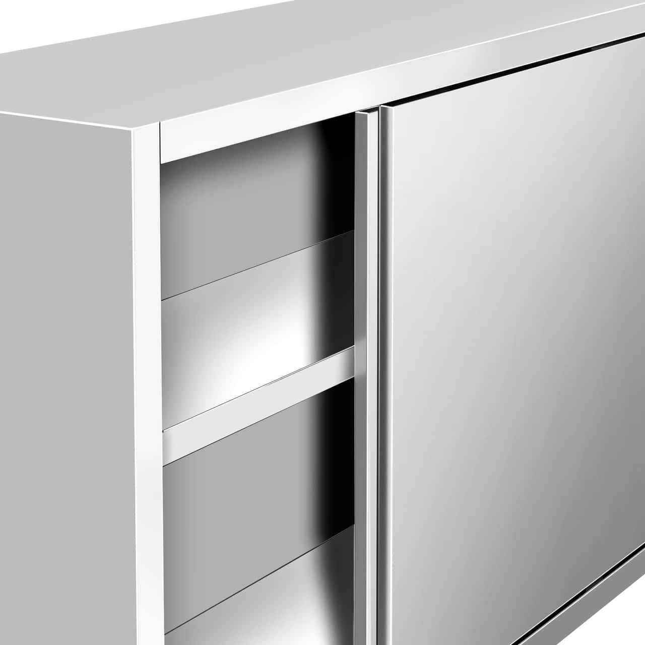 Edelstahl Wandhängeschrank PREMIUM - 1800x400mm - mit Schiebetür - 800mm hoch