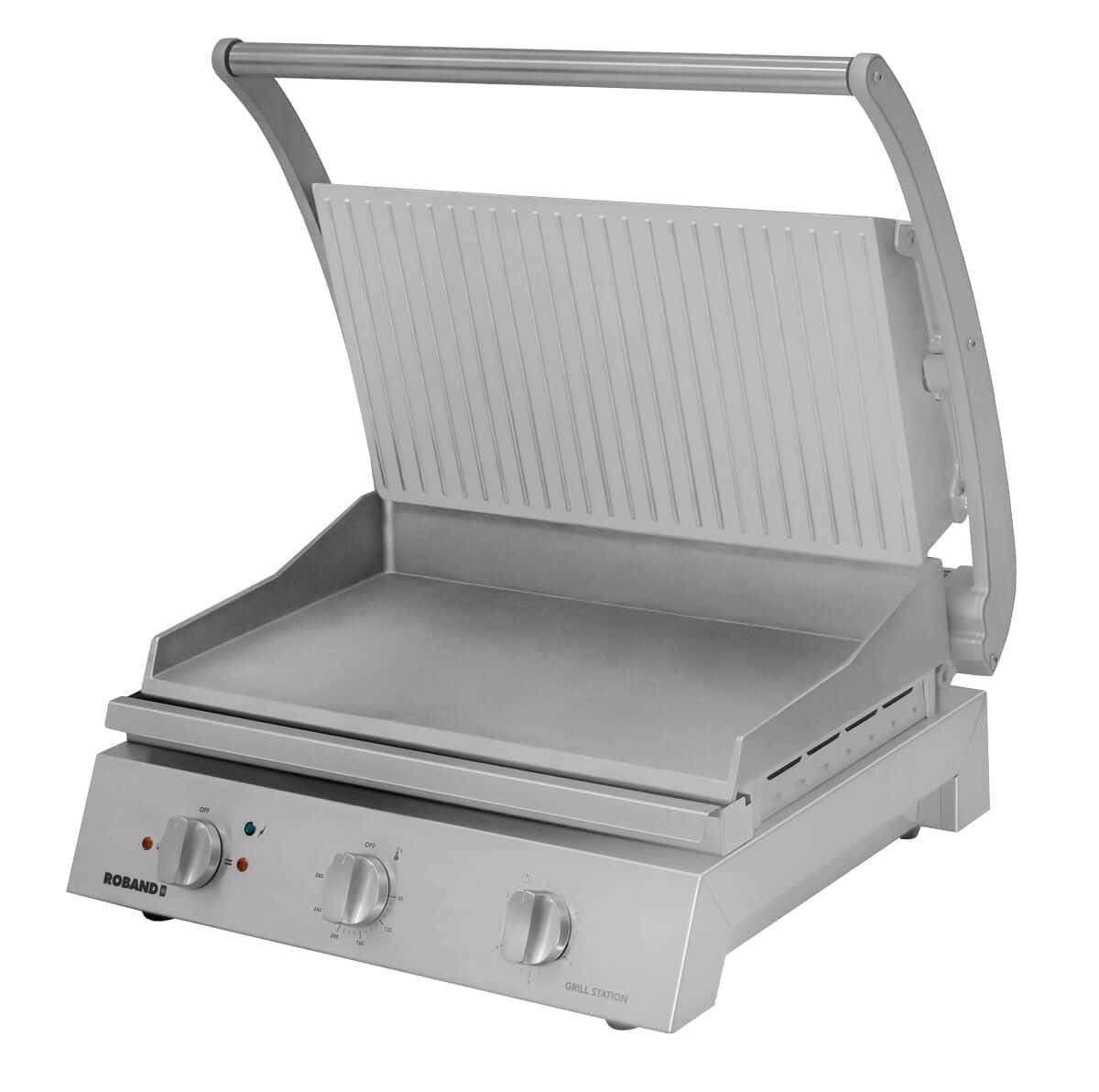 ROBAND | Kontaktgrill | Hamburger Grill - 3,1 kW - oben gerillt & unten glatt - Grillfläche: 500x275mm