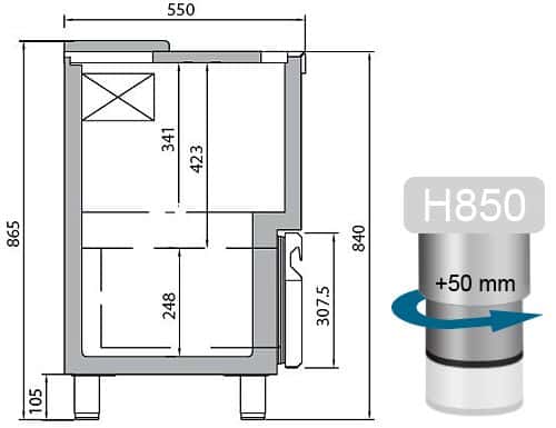 Flaschenkühltruhe - Edelstahl - 620 Liter - mit 3 Schubladen