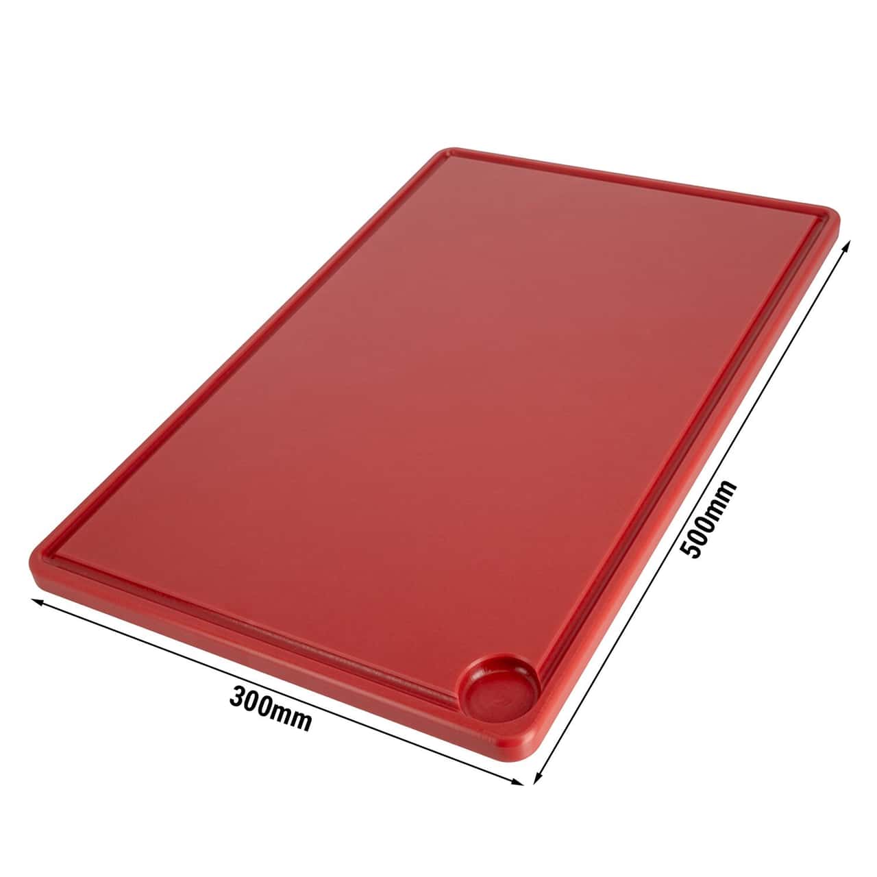 Schneidebrett mit Saftrille - 300x500mm - Dicke 20mm - Rot