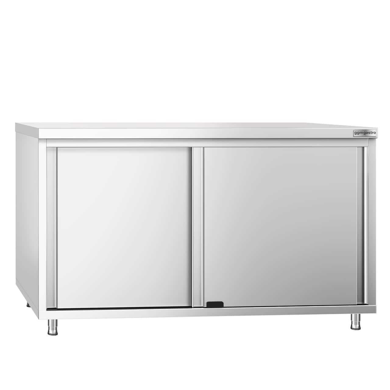 Edelstahl Arbeitsschrank PREMIUM - 1400x800mm - mit Schiebetür ohne Aufkantung