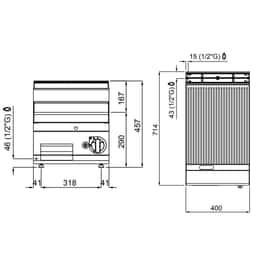 Gas Bratplatte - 6,9 kW - Gerillt