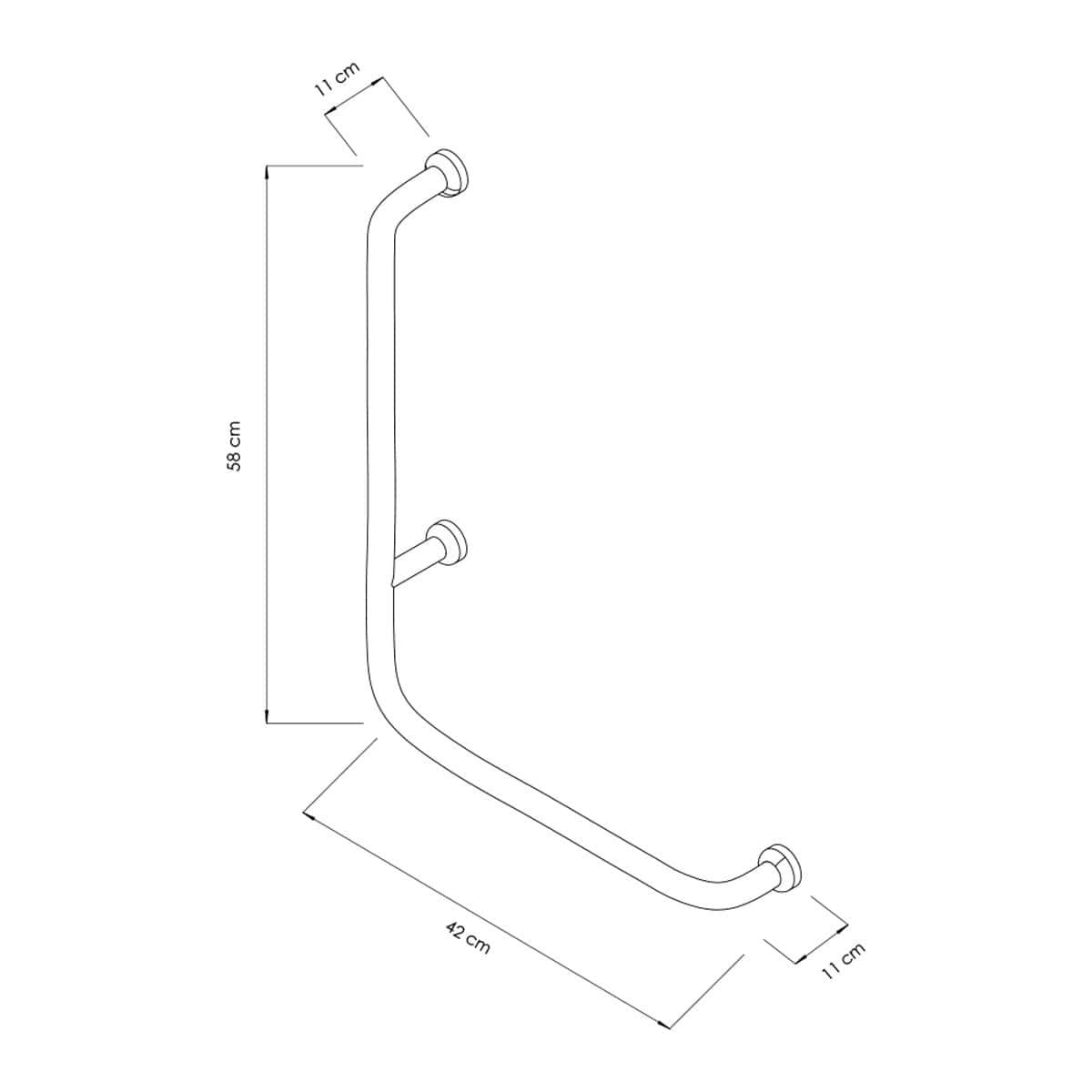 Winkelgriff - Edelstahl - Länge: 420mm