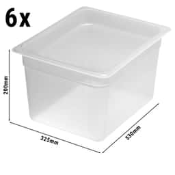 (6 kusů) CAMBRO | Camwear® polypropylenové GN nádoby 1/2 - mléčné - hloubka 200 mm