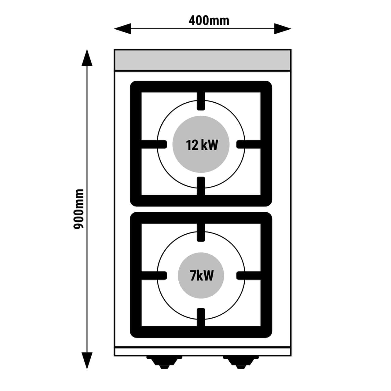 Gasherd - 19 kW - 2 Brenner